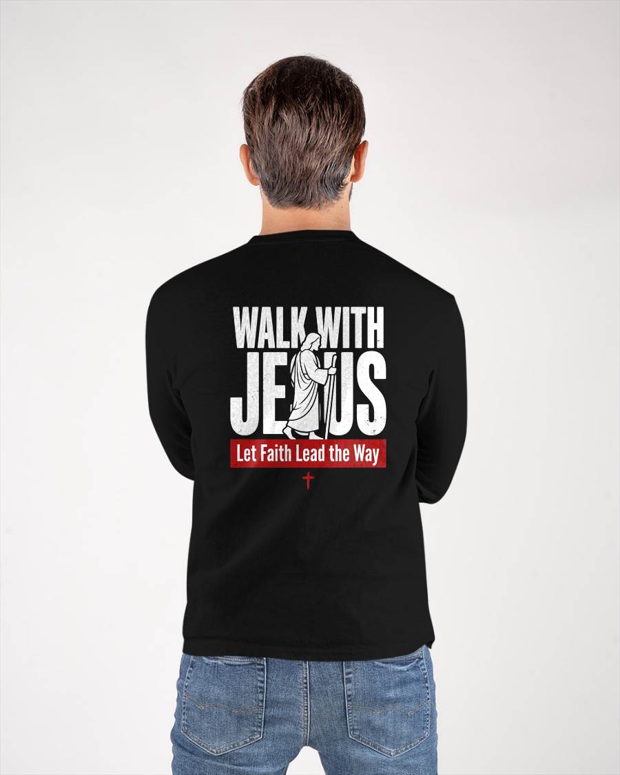 WALKING WITH JESUS - CHRISTIAN T-SHIRT - FOR MEN tien00 (SKU2608-128)
