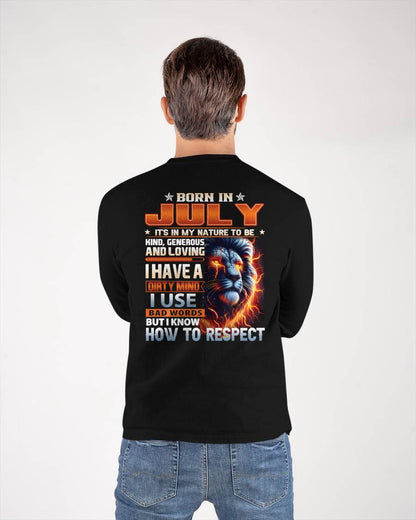JULY - DIRTY MIND BUT KNOWS RESPECT - BIRTHDAY T-SHIRT FOR MEN - tien07 (SKU08-84-07)