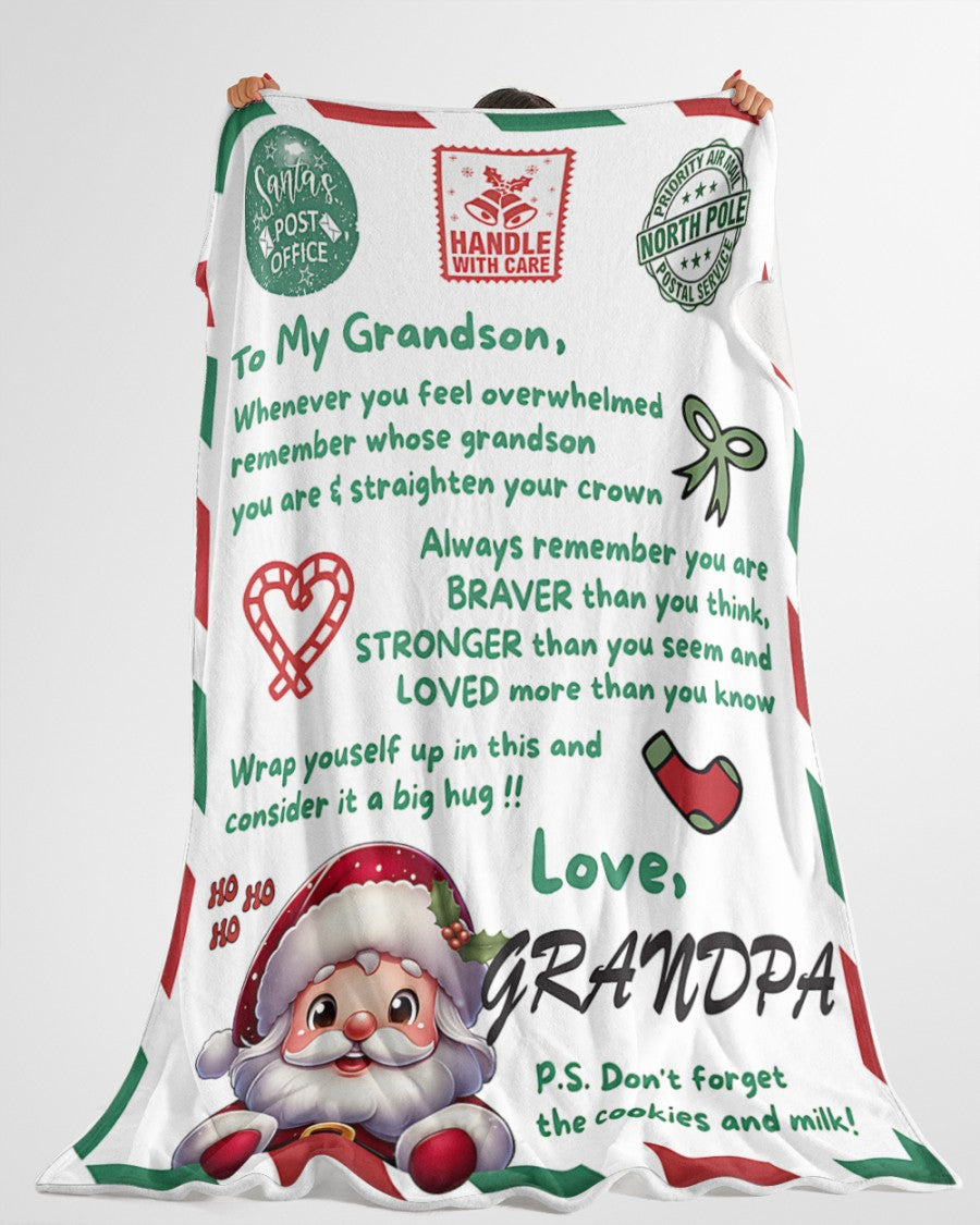 BLANKET FOR GRANDSON – COMFORT & WARMTH GIFT FROM GRANDPA  Sherpa Fleece Quilt Blanket TIEN00 (SKUB10-182)