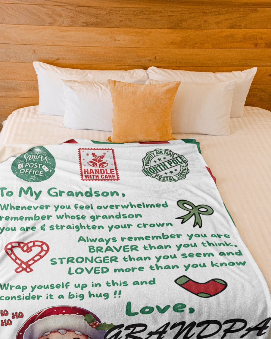 BLANKET FOR GRANDSON – COMFORT & WARMTH GIFT FROM GRANDPA  Sherpa Fleece Quilt Blanket TIEN00 (SKUB10-182)