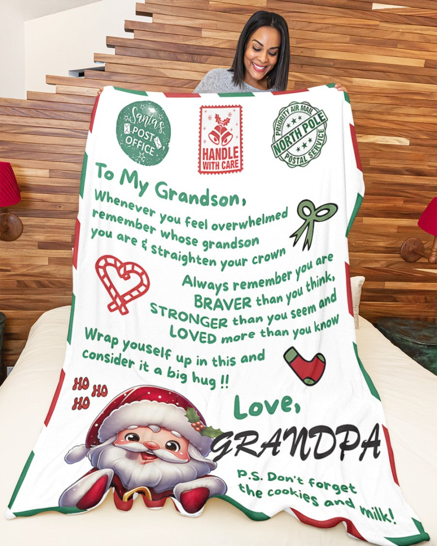 BLANKET FOR GRANDSON – COMFORT & WARMTH GIFT FROM GRANDPA  Sherpa Fleece Quilt Blanket TIEN00 (SKUB10-182)
