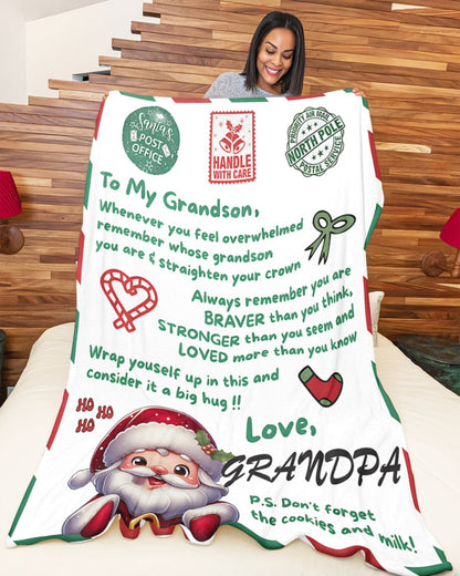 BLANKET FOR GRANDSON – COMFORT & WARMTH GIFT FROM GRANDPA  Sherpa Fleece Quilt Blanket TIEN00 (SKUB10-182)