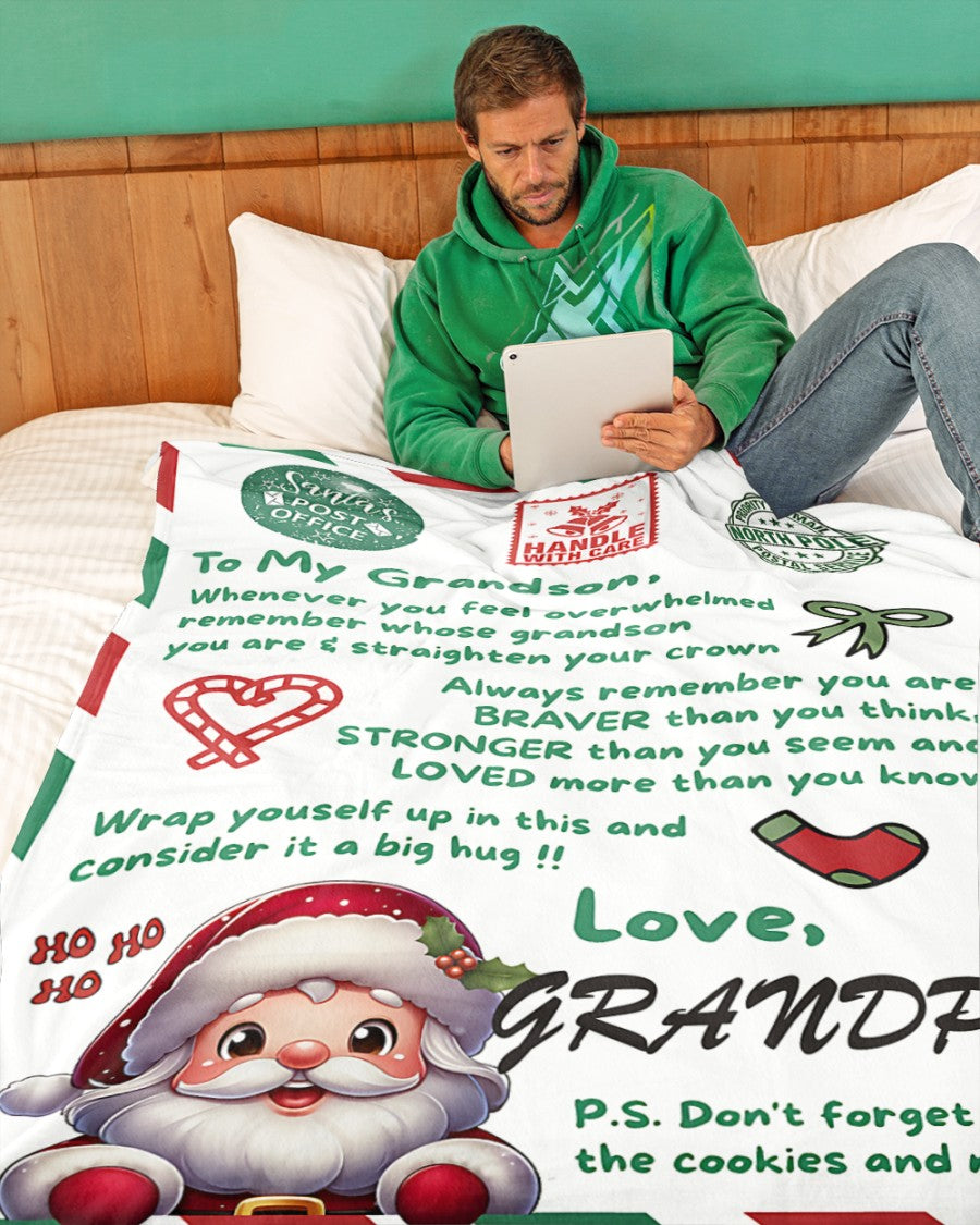 BLANKET FOR GRANDSON – COMFORT & WARMTH GIFT FROM GRANDPA  Sherpa Fleece Quilt Blanket TIEN00 (SKUB10-182)