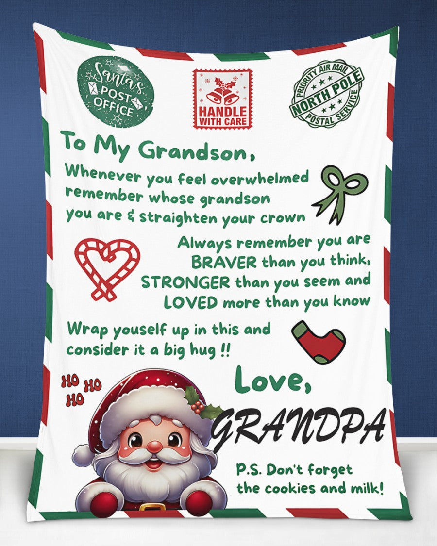 BLANKET FOR GRANDSON – COMFORT & WARMTH GIFT FROM GRANDPA  Sherpa Fleece Quilt Blanket TIEN00 (SKUB10-182)