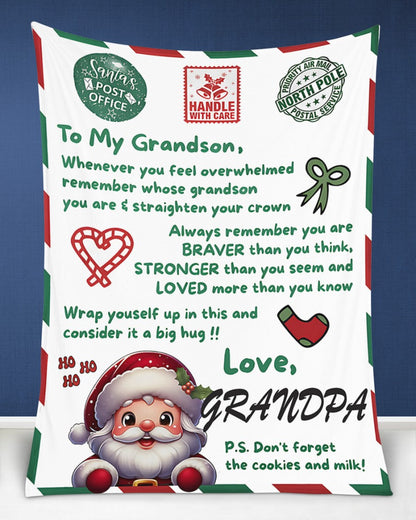 BLANKET FOR GRANDSON – COMFORT & WARMTH GIFT FROM GRANDPA  Sherpa Fleece Quilt Blanket TIEN00 (SKUB10-182)