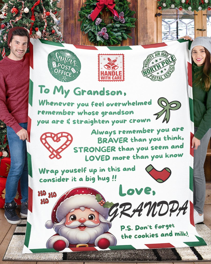 BLANKET FOR GRANDSON – COMFORT & WARMTH GIFT FROM GRANDPA  Sherpa Fleece Quilt Blanket TIEN00 (SKUB10-182)