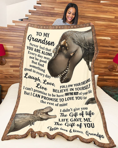 BLANKET FOR GRANDSON – COMFORT & WARMTH GIFT FROM GRANDPA  Sherpa Fleece Quilt Blanket TIEN00 (SKUB-BLK-GPKL)