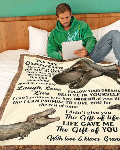 BLANKET FOR GRANDSON – COMFORT & WARMTH GIFT FROM GRANDPA  Sherpa Fleece Quilt Blanket TIEN00 (SKUB-BLK-GPKL)