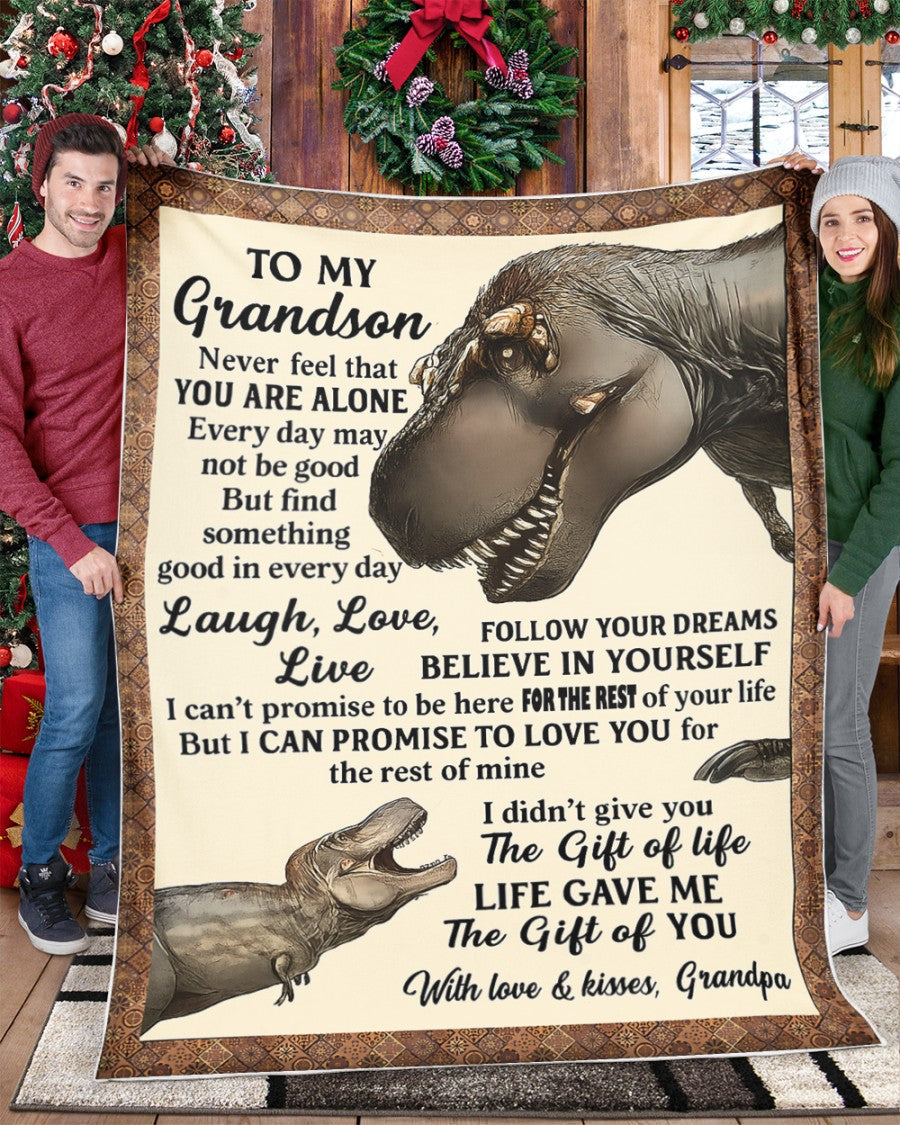 BLANKET FOR GRANDSON – COMFORT & WARMTH GIFT FROM GRANDPA  Sherpa Fleece Quilt Blanket TIEN00 (SKUB-BLK-GPKL)