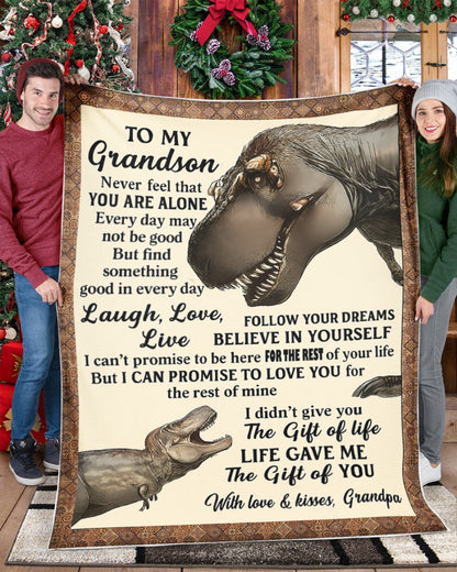 BLANKET FOR GRANDSON – COMFORT & WARMTH GIFT FROM GRANDPA  Sherpa Fleece Quilt Blanket TIEN00 (SKUB-BLK-GPKL)