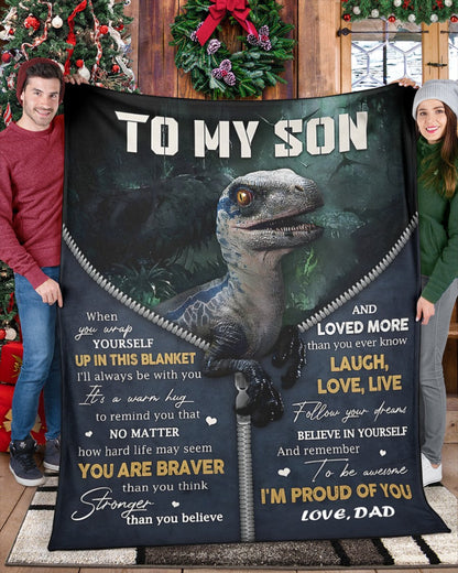 BLANKET FOR SON – COMFORT & WARMTH GIFT FROM DAD Sherpa Fleece Quilt Blanket NTTD00 (SKUB-BLK-DADS1)