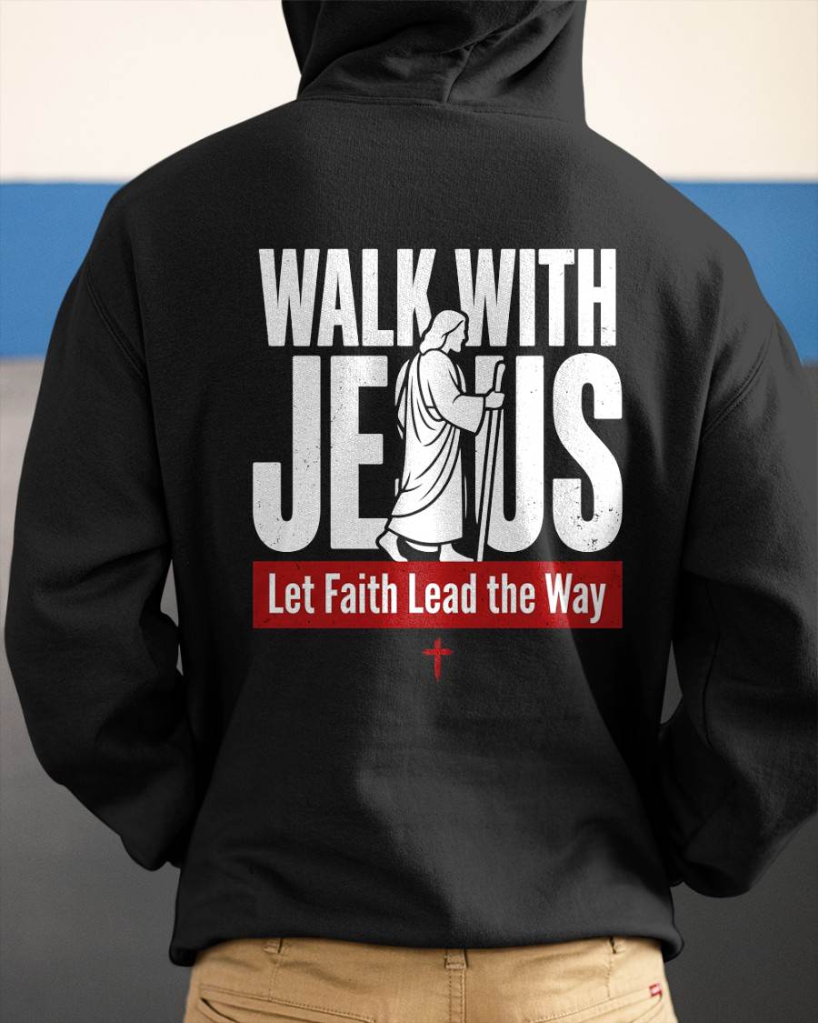 WALKING WITH JESUS - CHRISTIAN T-SHIRT - FOR MEN tien00 (SKU2608-128)