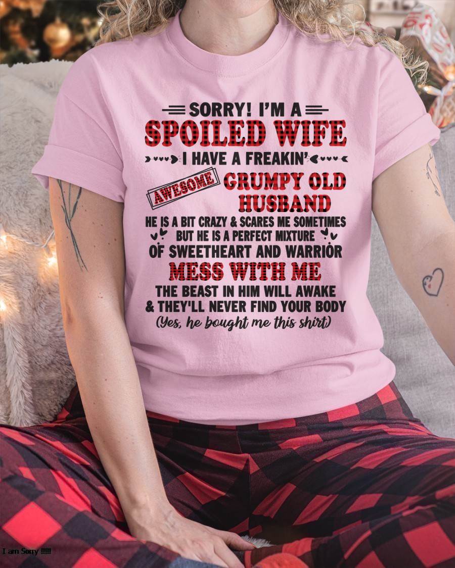 SPOILED WIFE OF AWESOME GRUMPY OLD HUSBAND - PERFECT GIFT  FROM HUSBAND - TIEN00 (SKU12-111-00)