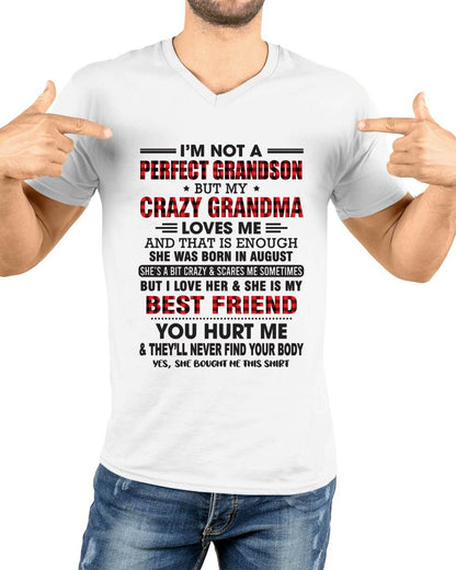 August – I’m Not A Perfect Grandson But My Crazy Grandma Loves Me – Gift For Grandson From Grandma – DOAN08 (SKU10-167-08)