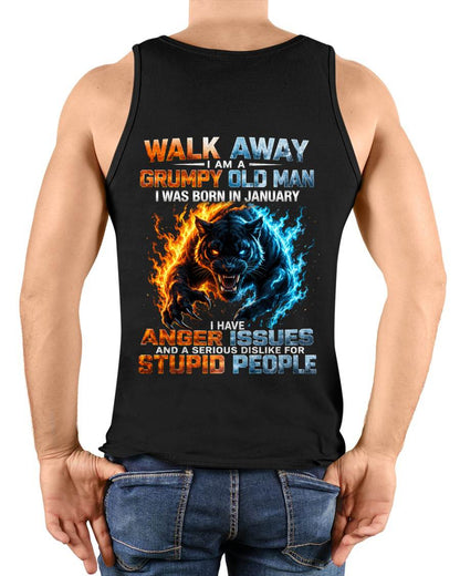 JANUARY – "I'M A GRUMPY OLD MAN - I'M SERIOUS DISLIKE STUPID PEOPLE" – TIGER VERSION – T-SHIRT FOR MEN – TIEN01 (SKU2607-330-01)