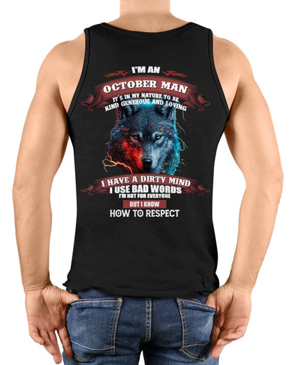 OCTOBER - KNOW HOW TO RESPECT - BIRTHDAY T-SHIRT FOR MEN - TIEN10 / male (SKU12-162-10)