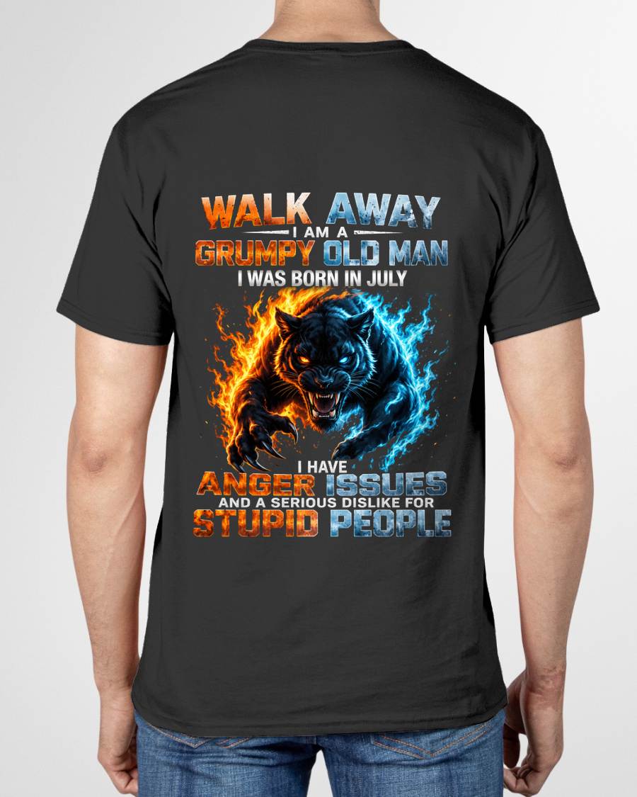 JULY – "I'M A GRUMPY OLD MAN - I'M SERIOUS DISLIKE STUPID PEOPLE" – TIGER VERSION – T-SHIRT FOR MEN – TIEN07 (SKU2607-330-07)