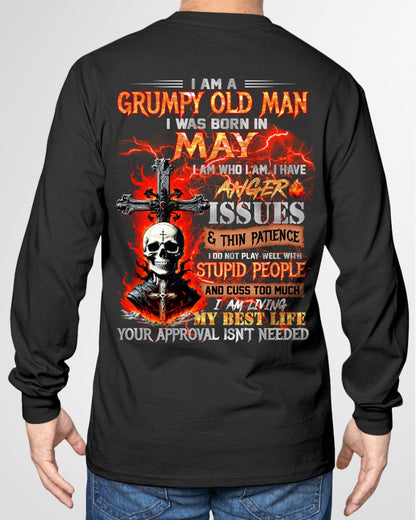 MAY - GRUMPY OLD MAN T-SHIRT - FUNNY SKULL ANGER ISSUES TEE - PERFECT GIFT FOR MEN TIEN05 / male (SKU12-319-05)