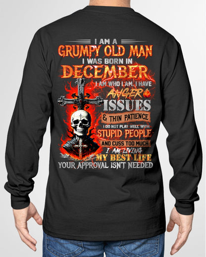 DECEMBER - GRUMPY OLD MAN T-SHIRT - FUNNY SKULL ANGER ISSUES TEE - PERFECT GIFT FOR MEN TIEN12 / male (SKU12-319-12)