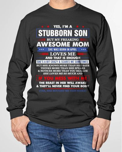 "I HAVE AN AWESOME MOM AND SHE'S  A BIT CRAZY" – T - SHIRT FROM MOM TO SON – TIEN04 (SKU2606-28-04)