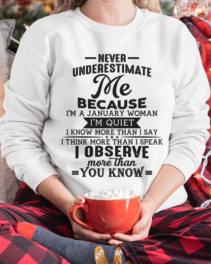 January - Never Underestimate Me - T Shirt For Woman - DOAN01 (SKU10-23-01)