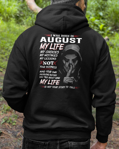 I WAS BORN IN AUGUST - T-SHIRT FOR MAN - DOAN08 (SKU08-36-08)