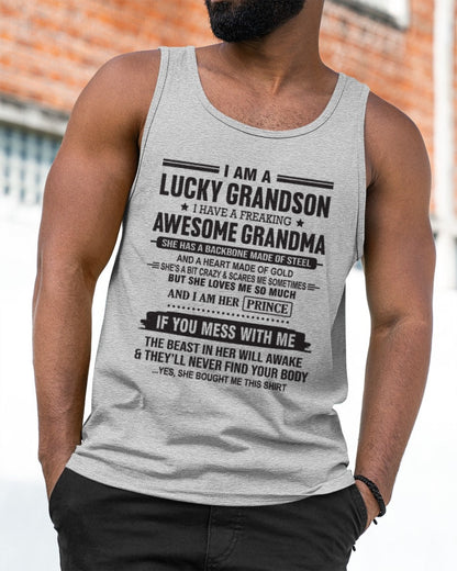 I Am A Lucky Grandson T-Shirt – Birthday Gift From Grandma / Woman - TIEN00 (SKU11-29-00)