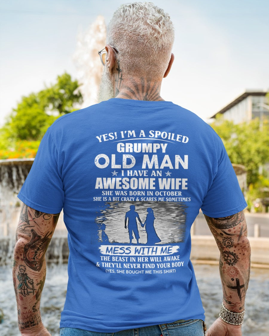 Awesome wife was born October - Gift for boyfriend, Gift for husband from wife - Perfect gift for your husband - TIEN10 (SKU10-79-10)