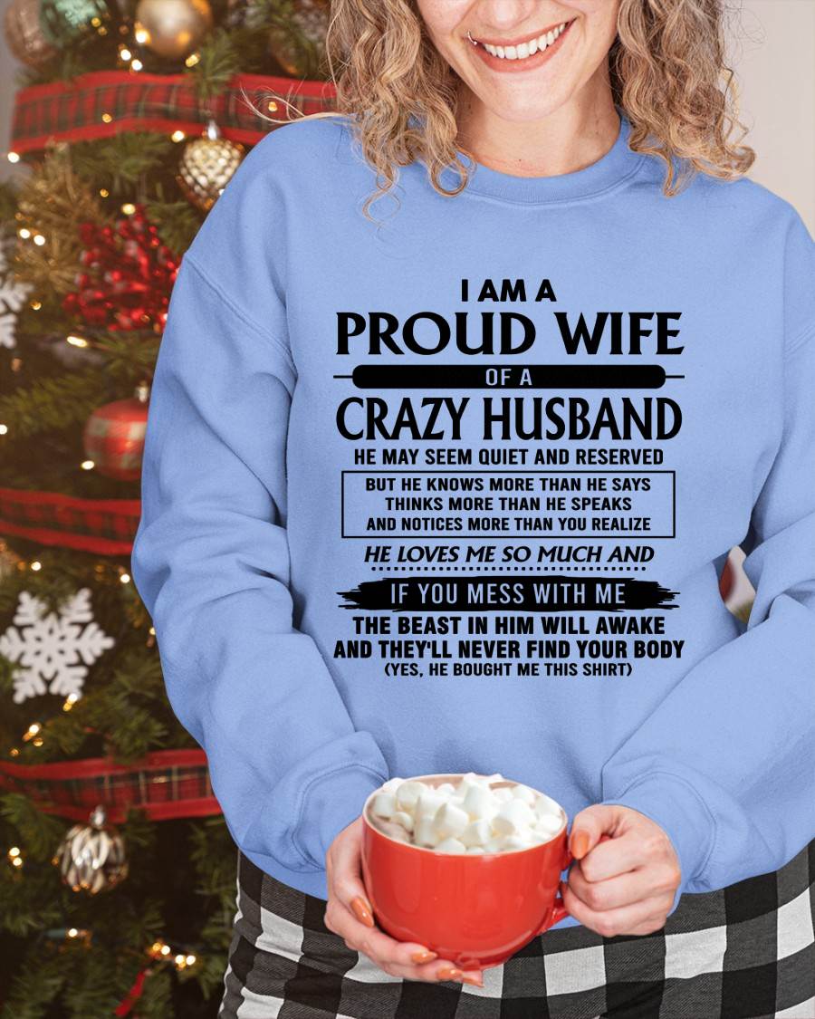 I Am A Proud Wife Of A Crazy Husband – Gift For Wife From Husband – DOAN00 (SKU26T-01-64-00)