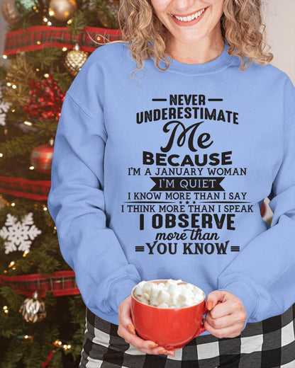 January - Never Underestimate Me - T Shirt For Woman - DOAN01 (SKU10-23-01)