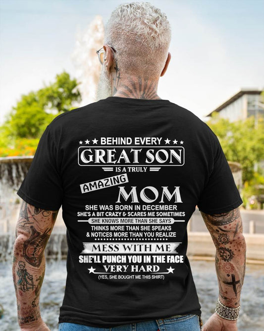 DECEMBER – "BEHIND GREAT SON IS A TRULY AMAZING MOM" – T-SHIRT FROM MOM – TIEN12 (SKU2607-287-12)