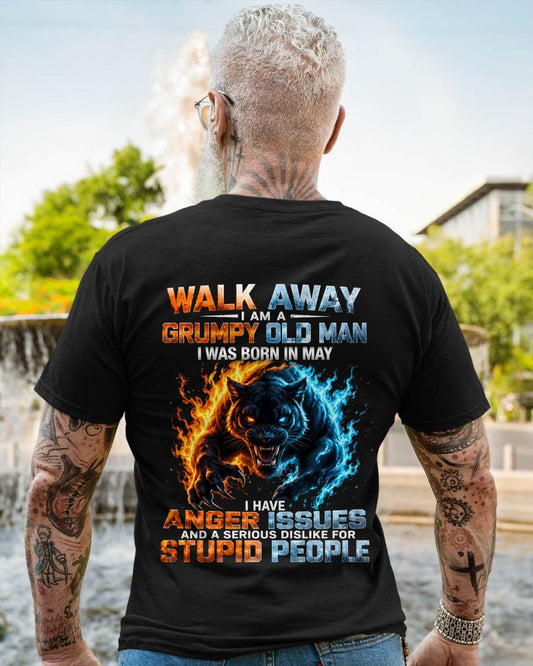 MAY – "I'M A GRUMPY OLD MAN - I'M SERIOUS DISLIKE STUPID PEOPLE" – TIGER VERSION – T-SHIRT FOR MEN – TIEN05 (SKU2607-330-05)
