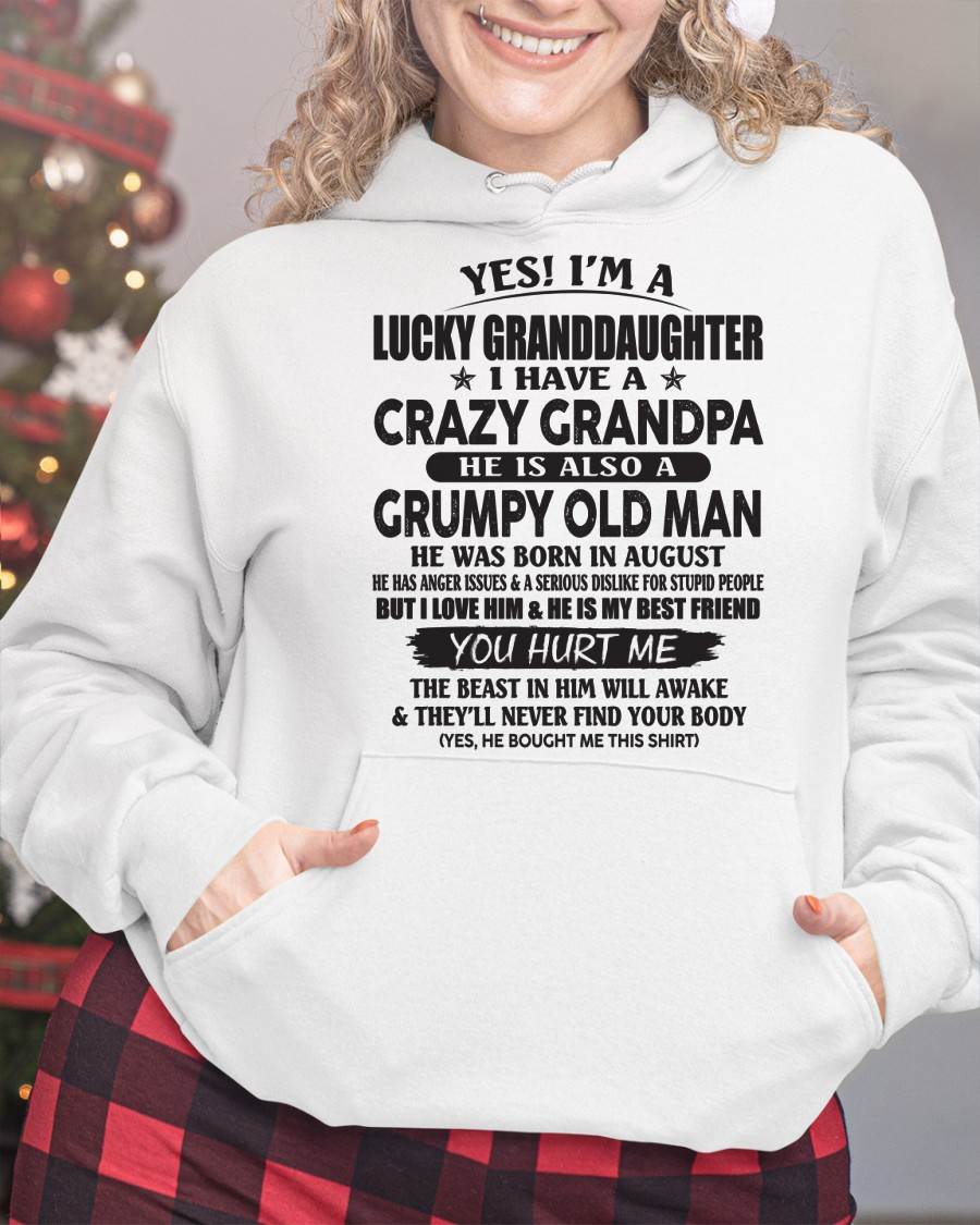 AUGUST - LUCKY GRANDDAUGHTER OF CRAZY GRANDPA - PERFECT GIFT FOR YOUR GRANDDAUGHTER FROM GRANDPA - DTSM08 (SKU10-150-08)