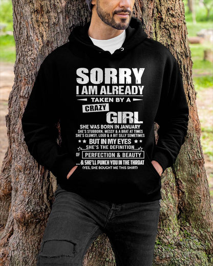 January – Sorry I Am Already Taken By A Crazy Girl – Gift For Your Boyfriend, Husband From Wife – DOAN01 (SKU10-139-01)