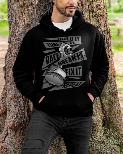 Funny Build It Tune It Race It Break It Fix It Repeat T-Shirt - Gift For Mechanic - DOAN (SKUM08-D05)