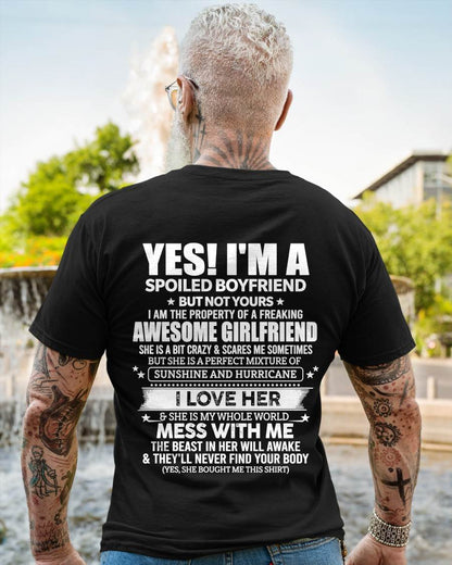 "I HAVE A GIRLFRIEND - SHE IS SUNSHINE AND HURRICANE" –  T - SHIRT FROM WIFE – TIEN00 (SKU2606-389-00)