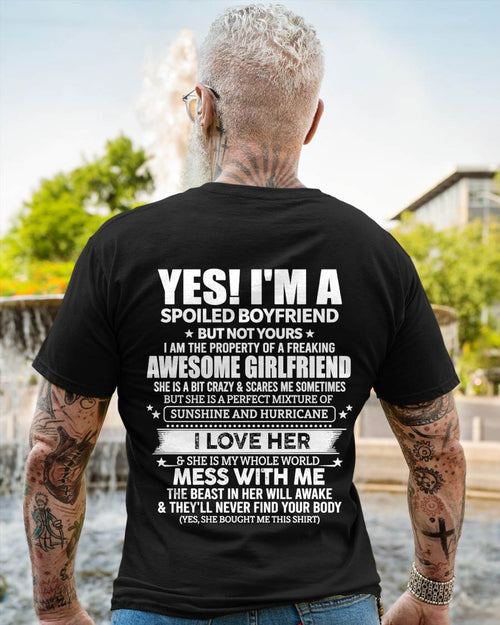 "I HAVE A GIRLFRIEND - SHE IS SUNSHINE AND HURRICANE" –  T - SHIRT FROM WIFE – TIEN00 (SKU2606-389-00)