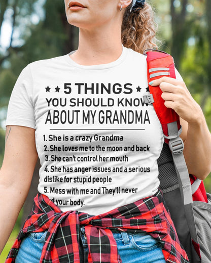 5 THINGS  YOU SHOULD KNOW ABOUT MY GRANDMA - Gift for granddaughter TIEN00 (SKU10-18)