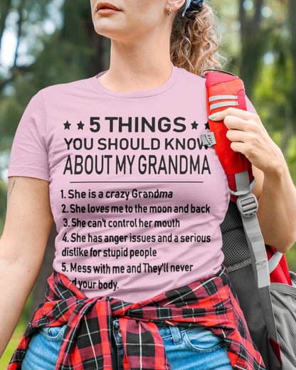 5 THINGS  YOU SHOULD KNOW ABOUT MY GRANDMA - Gift for granddaughter TIEN00 (SKU10-18)