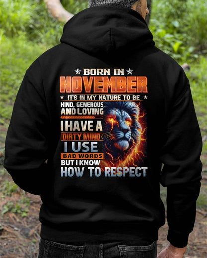 NOVEMBER - DIRTY MIND BUT KNOWS RESPECT - BIRTHDAY T-SHIRT FOR MEN - tien11 (SKU08-84-11)