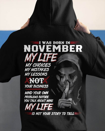 I Was Born In November My Life - T Shirt For Woman - DOAN11 (SKU08-36-11)