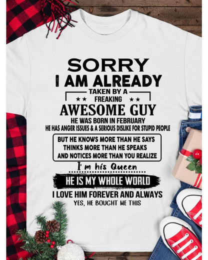 February - Awesome Boyfriend Born In February- Special gift for your Girlfriend - From Husband DOAN02 (SKUT08-11-02)