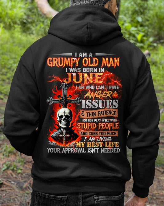 JUNE - GRUMPY OLD MAN T-SHIRT - FUNNY SKULL ANGER ISSUES TEE - PERFECT GIFT FOR MEN TIEN06 / male (SKU12-319-06)