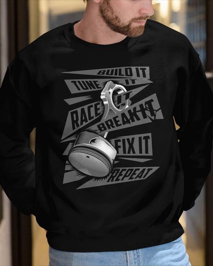 Funny Build It Tune It Race It Break It Fix It Repeat T-Shirt - Gift For Mechanic - DOAN (SKUM08-D05)
