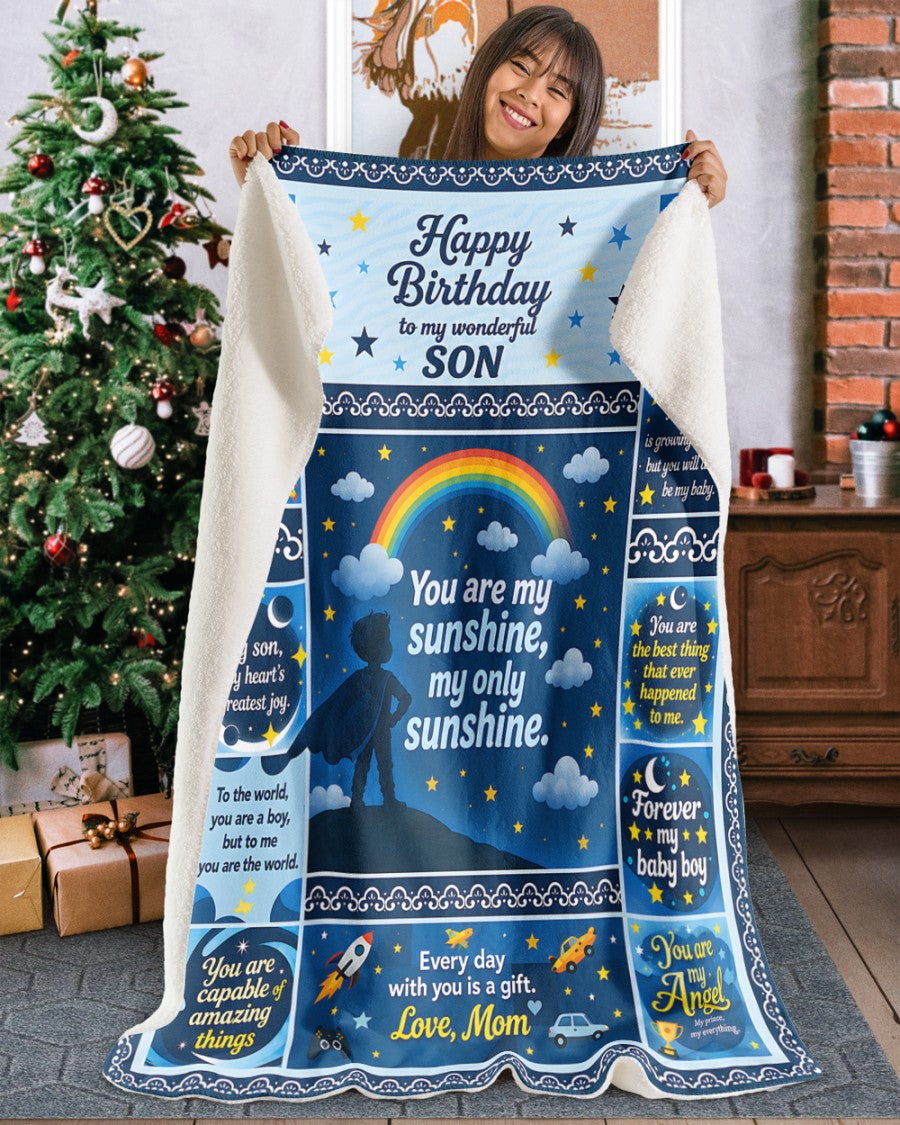 SPECIAL BIRTHDAY BLANKET TO YOUR SON - A WARM HUG FROM MOM - TIEN00 (SKU2607-240)