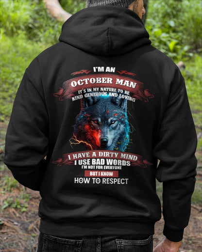 OCTOBER - KNOW HOW TO RESPECT - BIRTHDAY T-SHIRT FOR MEN - TIEN10 / male (SKU12-162-10)