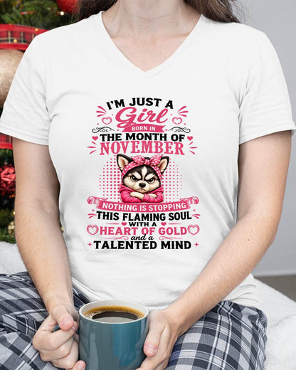 November Women – "The Girl With A Heart Of Gold And Talented Mind" – The Beautiful T - Shirt For Women – TIEN11 (SKU2605-66-11)