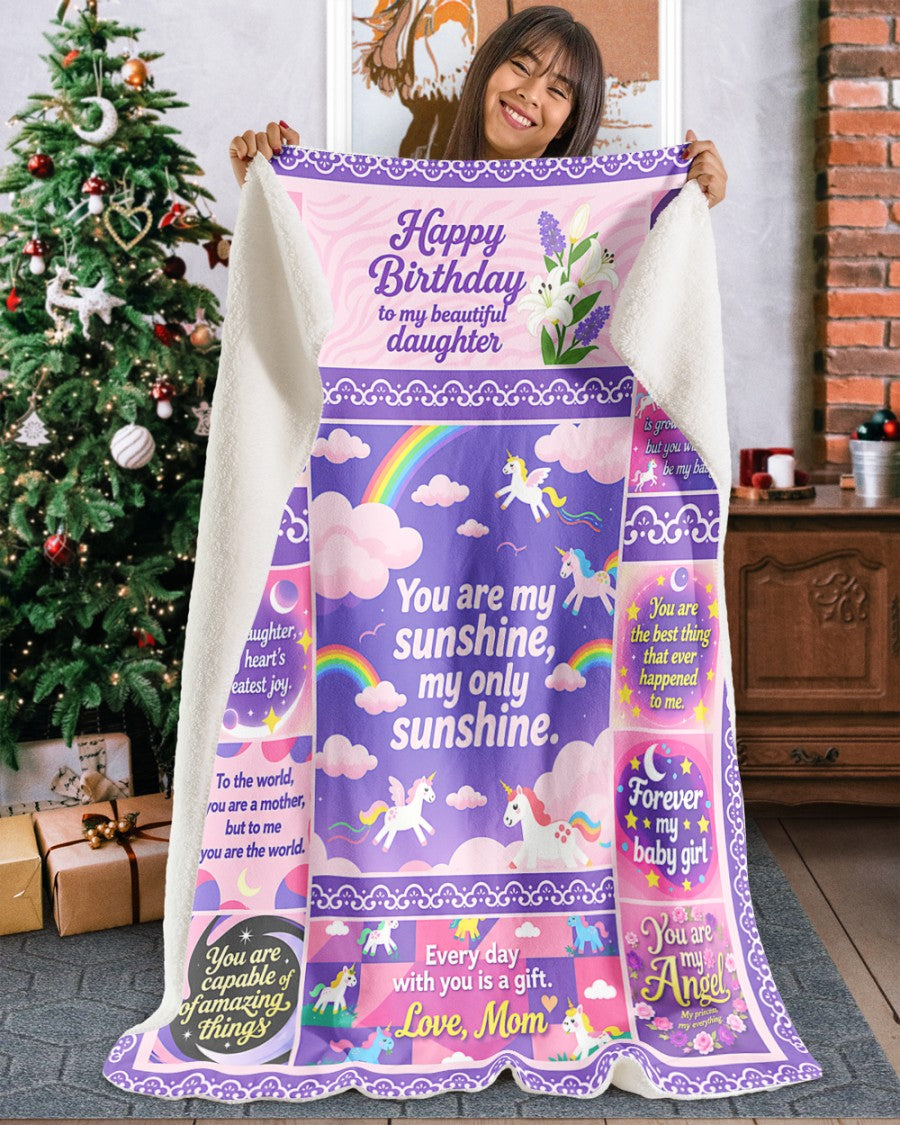 SPECIAL BIRTHDAY BLANKET TO YOUR DAUGHTER - A WARM HUG FROM MOM - TIEN00 (SKU2607-201)