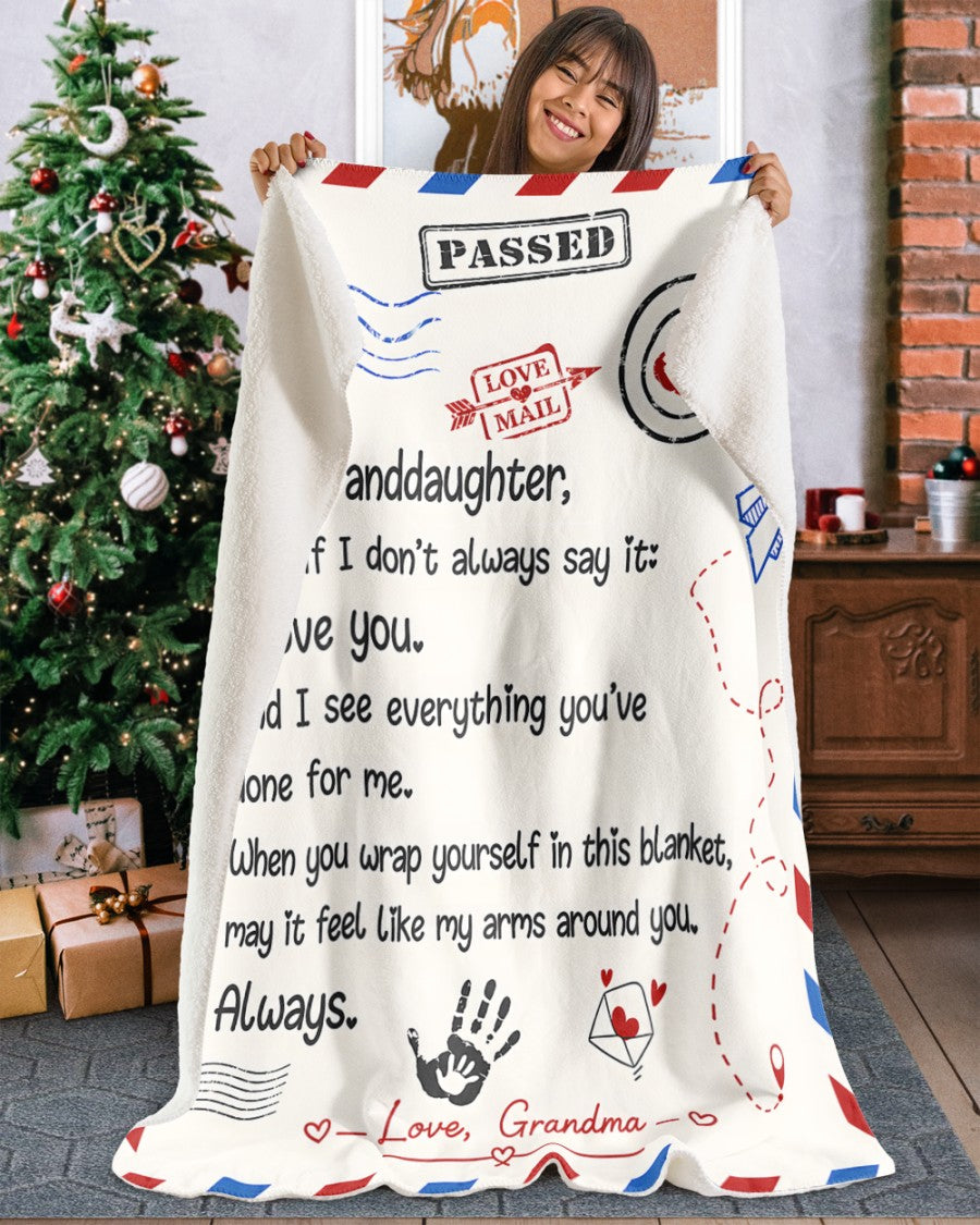 SPECIAL BLANKET TO YOUR GRANDDAUGHTER - A WARM HUG FROM GRANDMA - TIEN00 (SKU2608-312)