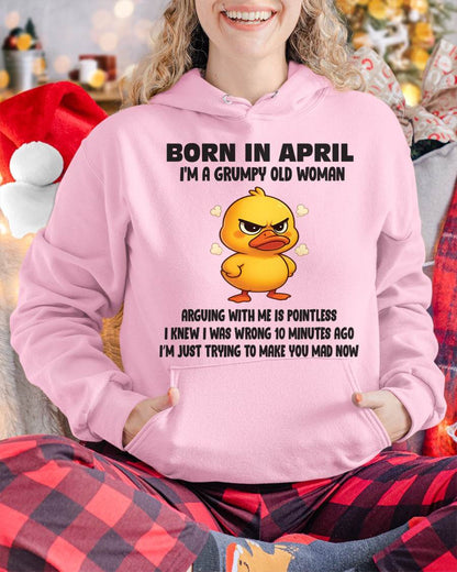 Born In April I'm A Grumpy Old Woman - T Shirt For Woman - DOAN04 (SKU09-80-04)